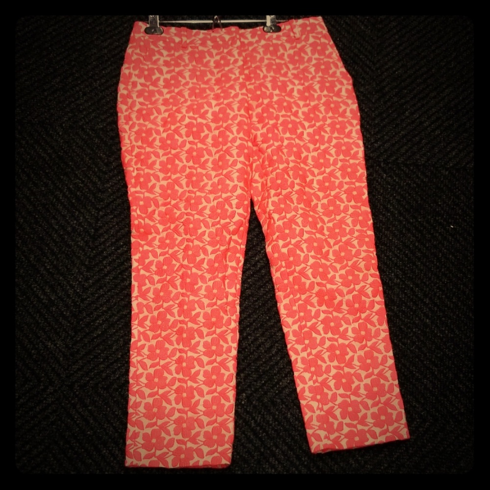 Cafe pants coral pink 3/4 length